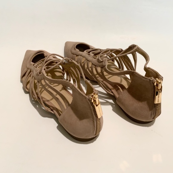 Michael Kors Clarissa Nude Suede Flat Sandal Leather Pointed Toe Slide Flats 7.5 - Picture 10 of 12